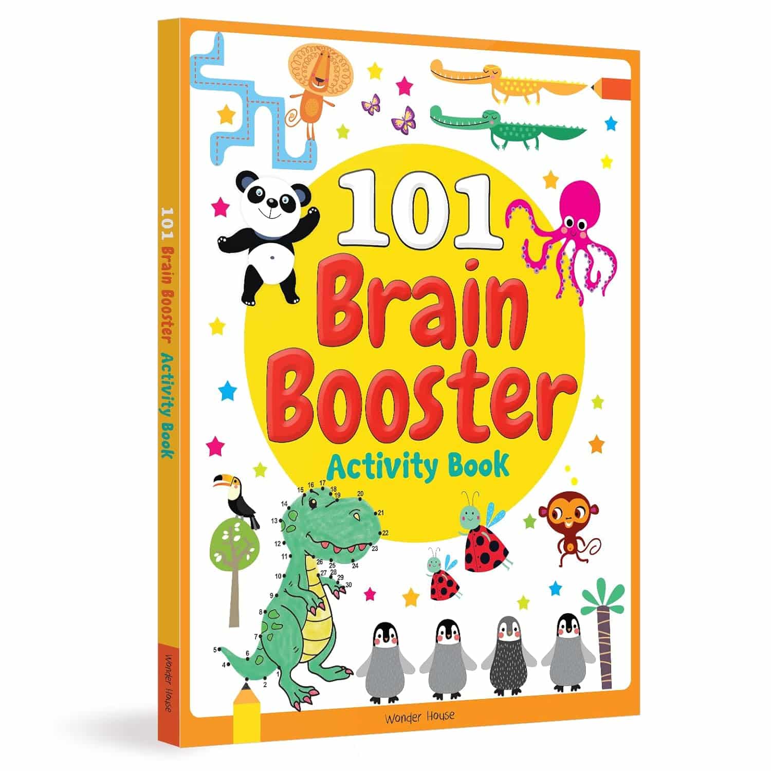 A book with cartoon animals Description automatically generated