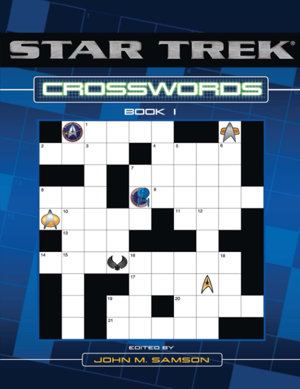 A crossword puzzle with a blue background Description automatically generated