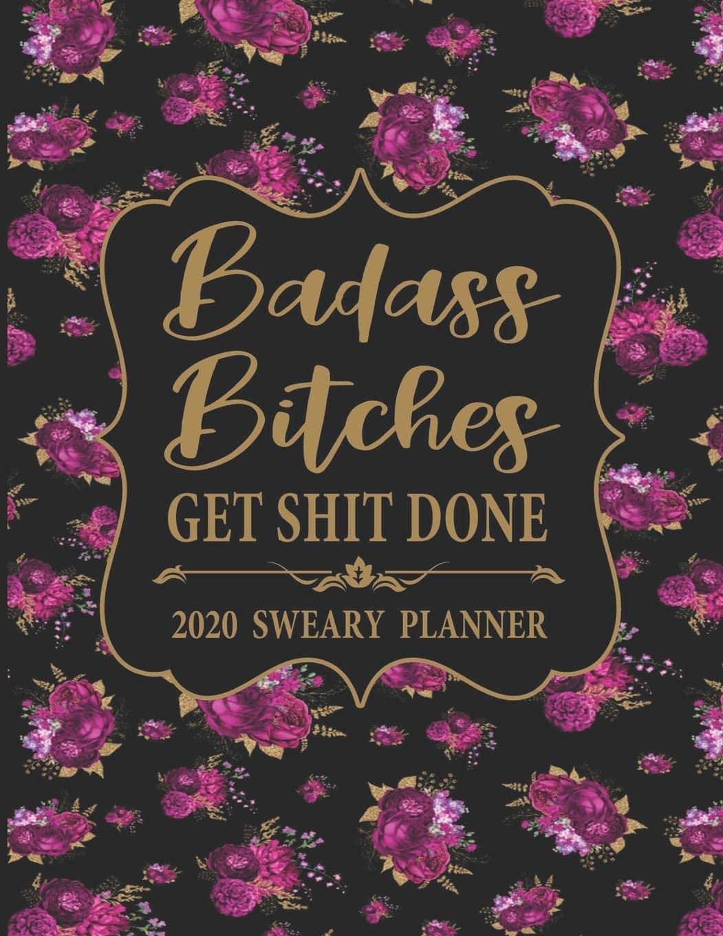 A black and gold floral cover with gold text Description automatically generated