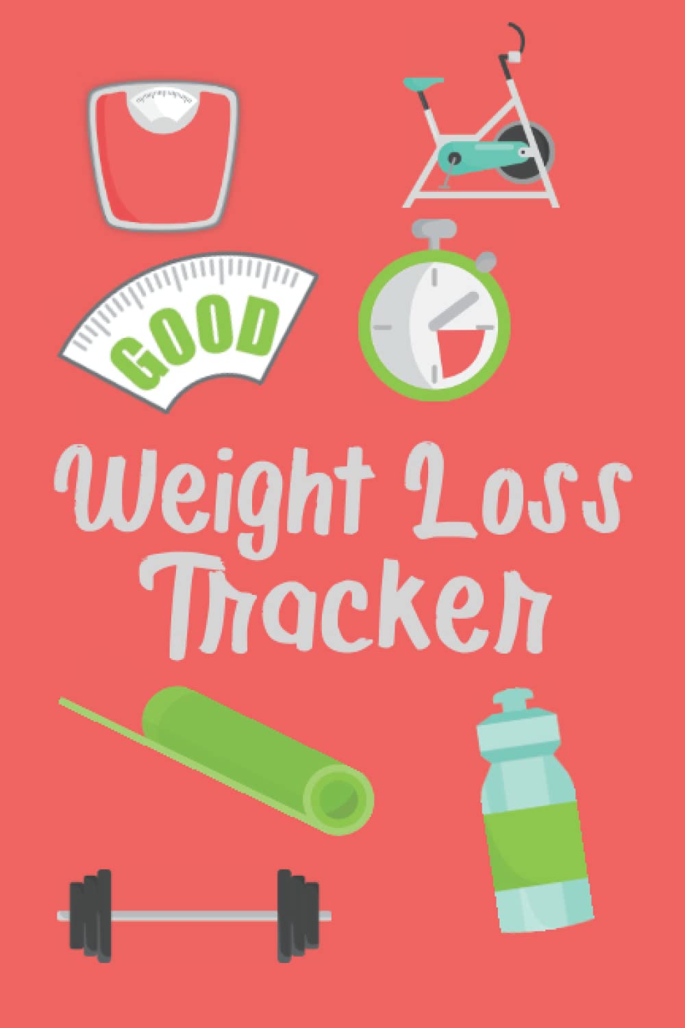 A weight loss tracker with a weight scale and a water bottle Description automatically generated